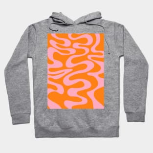 Swirly, Liquid Line Pattern in Pink and Orange Hoodie